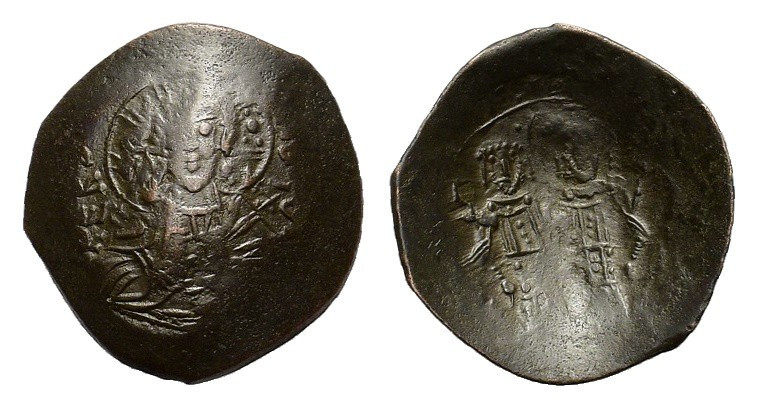 Alexius III (1195-1204). BI Aspron Trachy (24,6 mm, 3,2 g). Constantinople. Bust...