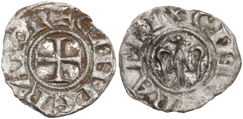 Italy, Sicily, Messina. Enrico VI (1194-1197). AR Denaro (15,3 mm, 0,6 g). Spahr...