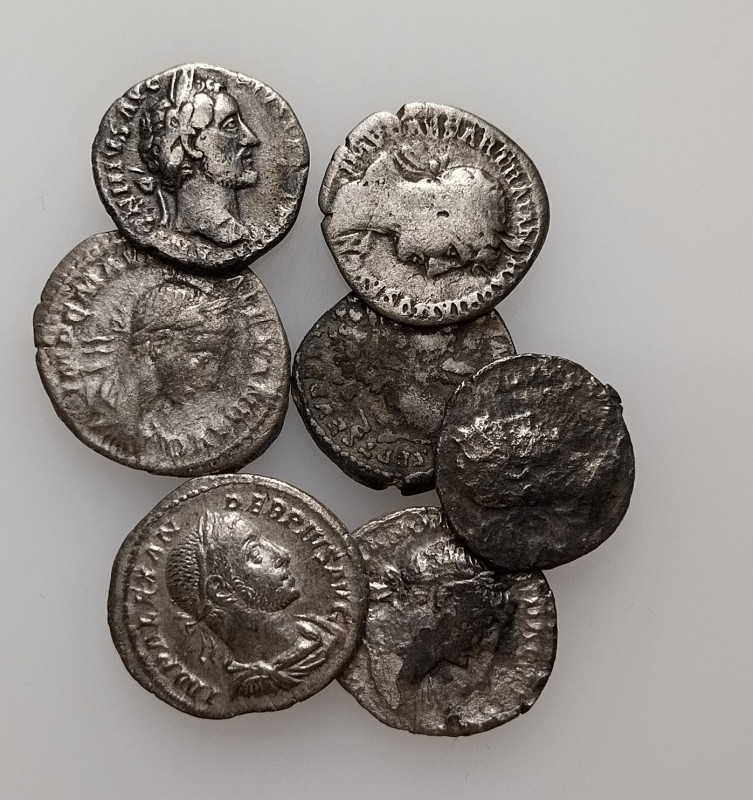 Lot of 7 Roman Imperial AR coins, to be catalog. Lot as sold as is, no return.