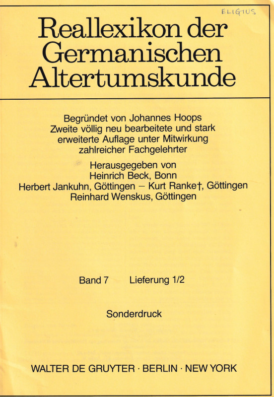 Hoops J., Reallexikon der Germanischen Altertumskunde 3 libri "Elektron, Denar a...