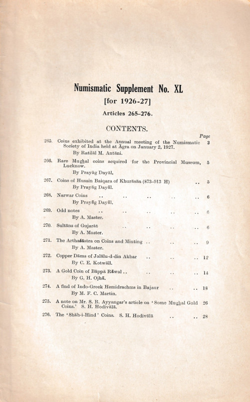 Numismatic Supplement No. XL. Ristampa da "Journal and Proceedings, Asiatic Soci...