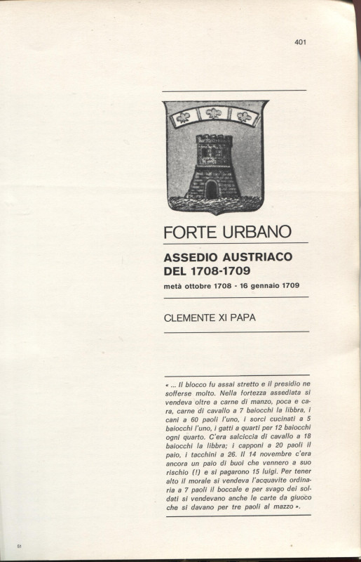 TRAINA M . - FORTE URBANO assedio austriaco del 1708 - 1709. Bologna, 1976. pp. ...