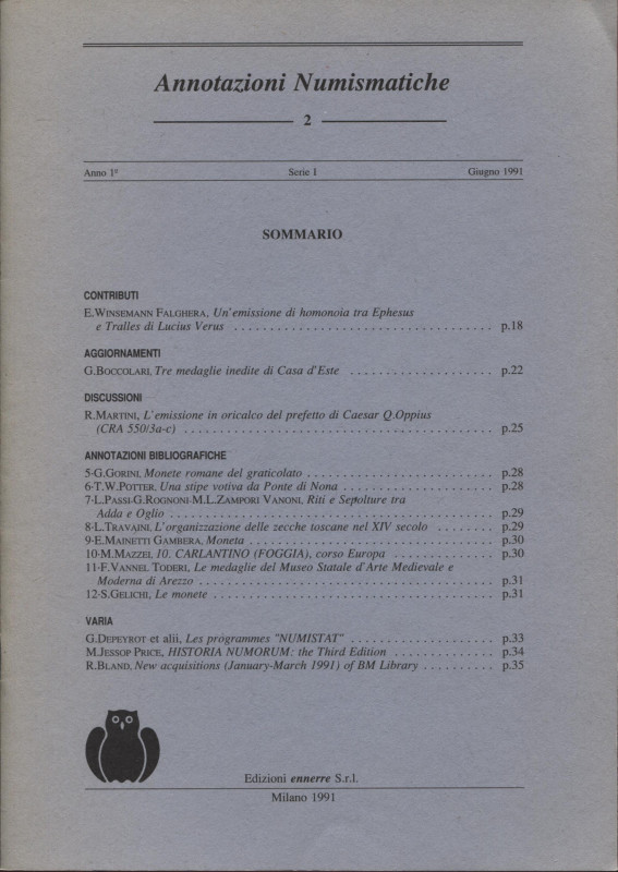 WINSEMANN FALGHERA E. - Un emissione di homonoia tra Ephesus e Tralles di Lucius...