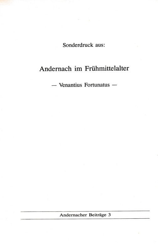 Zedelius V., Zur fruhesten Munzpragung von Andernach. Ristampa da "Andernach im ...