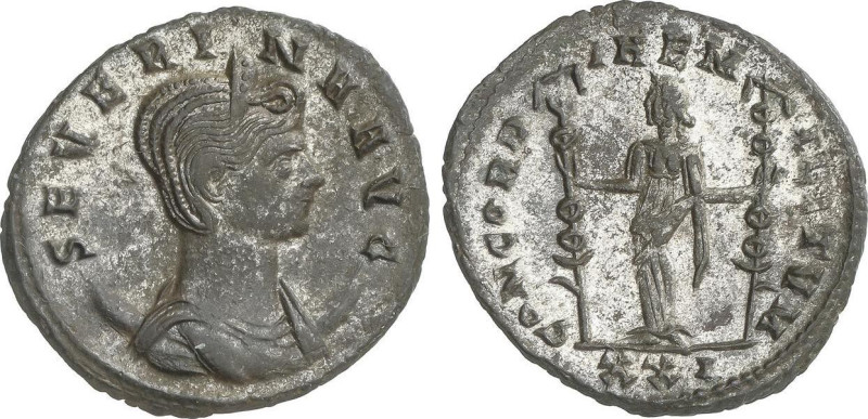 Antoniniano. Acuñada el 270-275 d.C. SEVERINA. Anv.: SEVERINA AVG. Busto sobre c...