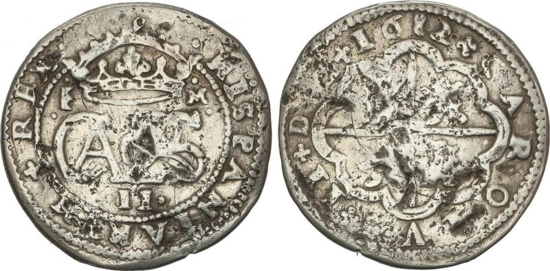 2 Reales. 1682. SEGOVIA. 6,57 grs. (Golpes). AC-442. BC+.