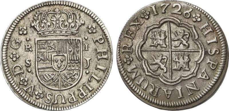 1 Real. 1726. SEVILLA. J. 2,92 grs. Pátina. AC-649. EBC-.