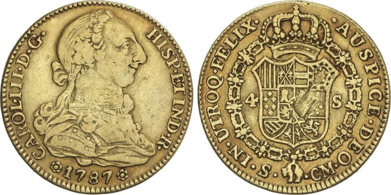 4 Escudos. 1787. SEVILLA. C.M/C.F. 13,35 grs. (Hojita en reverso, pequeños golpe...