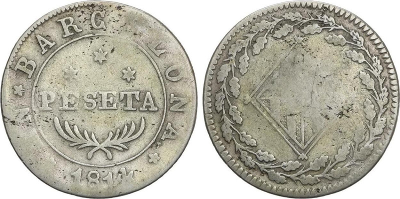 1 Peseta. 1814. BARCELONA. 5,06 grs. Acuñación algo floja, normal en esta pieza....