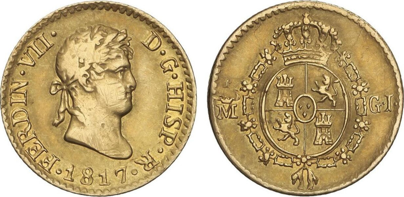 1/2 Escudo. 1817. MADRID. G.J. 1,70 grs. (Golpecitos). AC-1486. (MBC+).