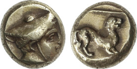 Hekte (1/6 Estátera). 375-326 a.C. MYTILENE. LESBOS. Anv.: Cabeza de Hermes con petaso a derecha. Rev.: Pantera de pie a derecha dentro de un cuadrado...