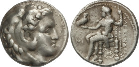 Tetradracma. 336-323 a.C. ALEJANDRO MAGNO. BABILONIA. Anv.: Cabeza de Hércules con piel de león a derecha. Rev.: Zeus entronizado a izquierda, detrás ...