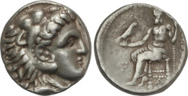 Tetradracma. 336-323 a.C. ALEJANDRO MAGNO. SARDES. Anv.: Cabeza de Hércules con piel de león a derecha. Rev.: Zeus entronizado a izquierda, detrás ley...