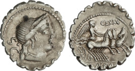 Denario. 79 a.C. NAEVIA. C. Naevius Balbus. Rev.: Victoria en triga a derecha, encima CLXXV. 3,54 grs. AR. (Manchitas en anverso). Cal-1041; FFC-937; ...