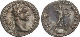 Denario. Acuñada el 94-95 d.C. DOMICIANO. Anv.: IMP. CAES. DOMIT. AVG. GERM. P. M. TR. P. XII. Cabeza laureada a derecha. Rev.: IMP. XXII. COS. XVI. C...