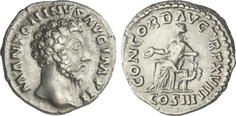 Denario. Acuñada el 162-164 d.C. MARCO AURELIO. Anv.: M. ANTONINVS AVG. IMP. II....