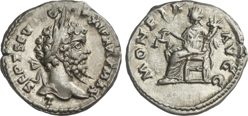 Denario. Acuñada el 198-202 d.C. SEPTIMIO SEVERO. Anv.: L. SEPT. SEV. AVG. IMP. ...