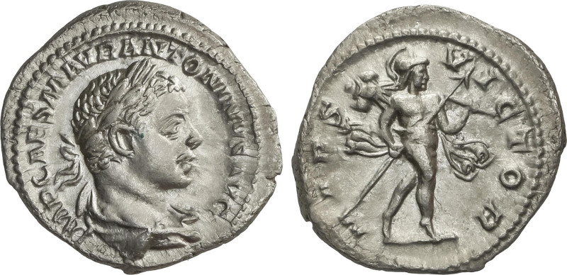 Denario. Acuñada el 219 d.C. HELIOGÁBALO. Anv.:  IMP. CAES. M. AVR. ANTONINVS AV...