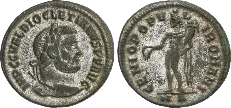 Follis. Acuñada el 303-305 d.C. DIOCLECIANO. HERACLEA. Anv.: IMP. C. C. VAL. DIO...