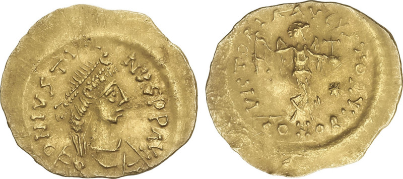 Tremissis. (565-578). JUSTINO II. CONSTANTINOPLA. Anv.: D. N. IVSTINVS PP. AVI. ...