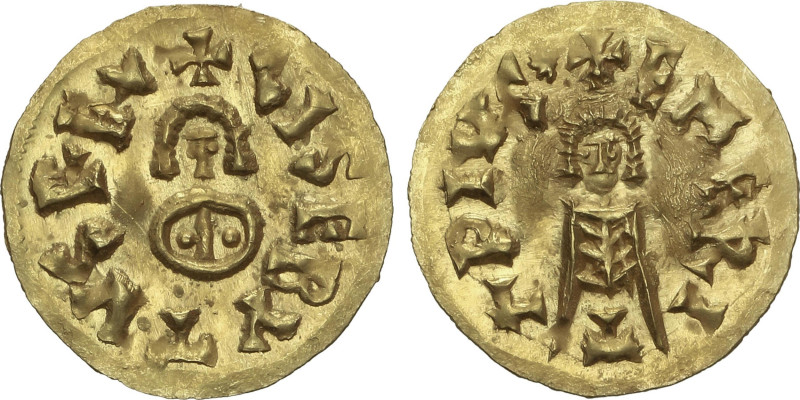 Triente. SISEBUTO (612-621 d.C.). EMERITA (Lusitania). Anv.: +SISEBVTVS REx. Rev...