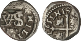 1/2 Real. 1651. MADRID. 1,77 grs. Leones y castillos. MD bajo monograma. MUY ESCASA. AC-549. MBC-.