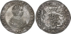 Ducatón. 1667. BRUJAS. FLANDES. 32,34 grs. AR. ESCASA ASÍ. Van houdt-692.BG; Vti-524. MBC+.