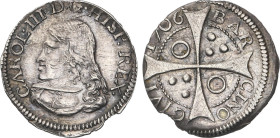 Croat. 1706. BARCELONA. 2,28 grs. Anillos en 1er y 4º cuartel. AC-20. EBC-.