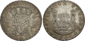 8 Reales. 1760. MÉXICO. M.M. 26,88 grs. Columnario. Bonita pátina. AC-1073. EBC-.