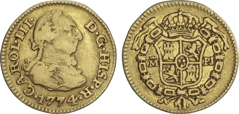 1/2 Escudo. 1774/3. MADRID. P.J. 1,73 grs. AC-1259. MBC-.