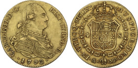4 Escudos. 1792. MADRID. M.F. 13,44 grs. (Rayitas en anverso). AC-1475. MBC/MBC+.