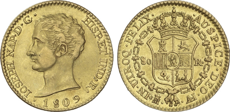 80 Reales. 1809. MADRID. A.I. 6,67 grs. AC-47. MBC+/EBC-.