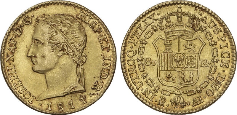 80 Reales. 1811. MADRID. A.I. 6,68 grs. (Leves rayitas). AC-49. MBC+/EBC-.