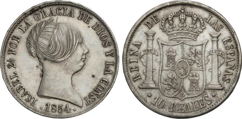 10 Reales. 1854. SEVILLA. 12,8 grs. AC-551. MBC+.