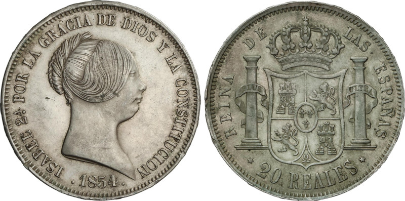 20 Reales. 1854. MADRID. 25,88 grs. (Pequeños golpecitos). AC-596. MBC+.