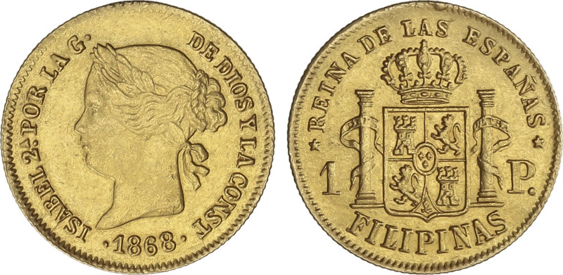 1 Peso. 1868. MANILA. 1,68 grs. (Restos de soldadura reparada a las 12h). AC-833...