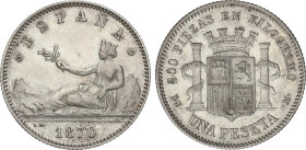1 Peseta. 1870 (*18-73). D.E.-M. MBC+.