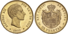 25 Pesetas. 1877 (*18-77). D.E.-M. Brillo original. EBC+.
