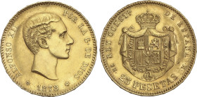 25 Pesetas. 1878 (*18-78). E.M.-M. (Leves rayitas, algo limpiada). EBC-.