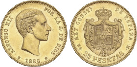 25 Pesetas. 1880 (*18-80). M.S.-M. Brillo original. EBC.
