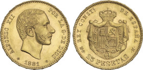 25 Pesetas. 1881 (*18-81)M.S.-M. EBC+.
