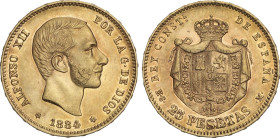 25 pesetas. 1884 (*18-84). M.S.-M. (Leves rayitas). EBC.