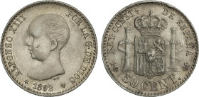 50 Céntimos. 1892/82 (*2-2). P.G.-M. AC-29; VS-141.3. EBC-.