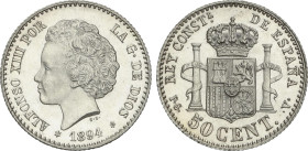 50 Céntimos. 1894 (*9-4). P.G.-V. Pleno brillo original. SC.
