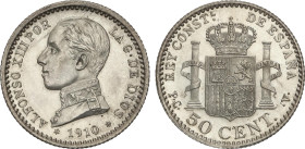 50 Céntimos. 1910 (*1-0). P.C.-V. Brillo original. SC.