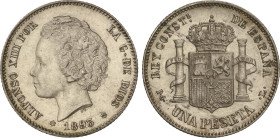1 Peseta. 1893 (*18-93). P.G.-L. Brillo original. BONITA PIEZA. EBC+.