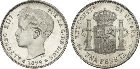 1 Peseta. 1899 (*18-99). S.G.-V. Pleno brillo original. SC.