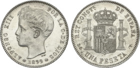 1 Peseta. 1899 (*18-99). S.G.-V. Brillo original. SC.