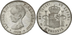 5 Pesetas. 1888 (*18-88). M.P.-M. (Pequeñas rayitas). EBC.