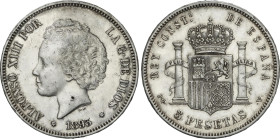 5 Pesetas. 1893 (*18-93). P.G.-V. (Golpes). MBC+.